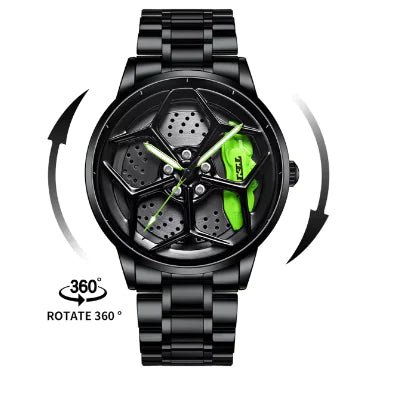 Car Wheel Hub Quartz Watch - Military Sport Design - Catch Cards