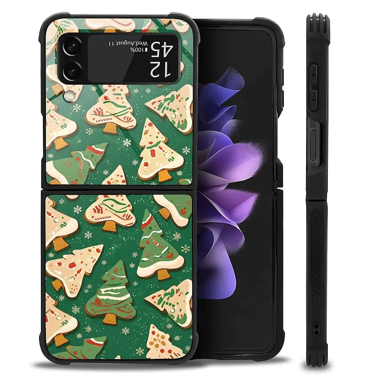 Case Compatible with Samsung Galaxy Z Fold 2 5G Case,Stained Glass Purple Flower Four Airbag Case for Galaxy Z Fold 2 5G,Christmas Drop Protection Case for Samsung Galaxy Z Fold 2 5G - Catch Cards