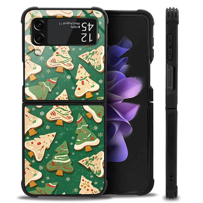 Case Compatible with Samsung Galaxy Z Fold 2 5G Case,Stained Glass Purple Flower Four Airbag Case for Galaxy Z Fold 2 5G,Christmas Drop Protection Case for Samsung Galaxy Z Fold 2 5G - Catch Cards