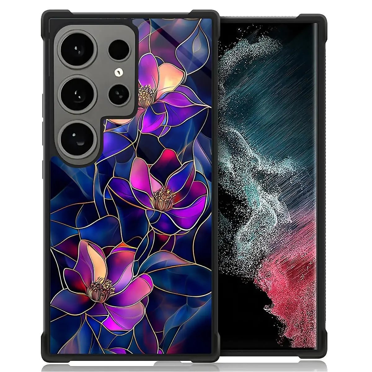 Case Compatible with Samsung Galaxy Z Fold 2 5G Case,Stained Glass Purple Flower Four Airbag Case for Galaxy Z Fold 2 5G,Christmas Drop Protection Case for Samsung Galaxy Z Fold 2 5G - Catch Cards