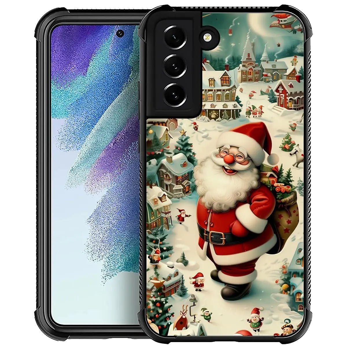 Case Compatible with Samsung Galaxy Z Fold 2 5G Case,Stained Glass Purple Flower Four Airbag Case for Galaxy Z Fold 2 5G,Christmas Drop Protection Case for Samsung Galaxy Z Fold 2 5G - Catch Cards