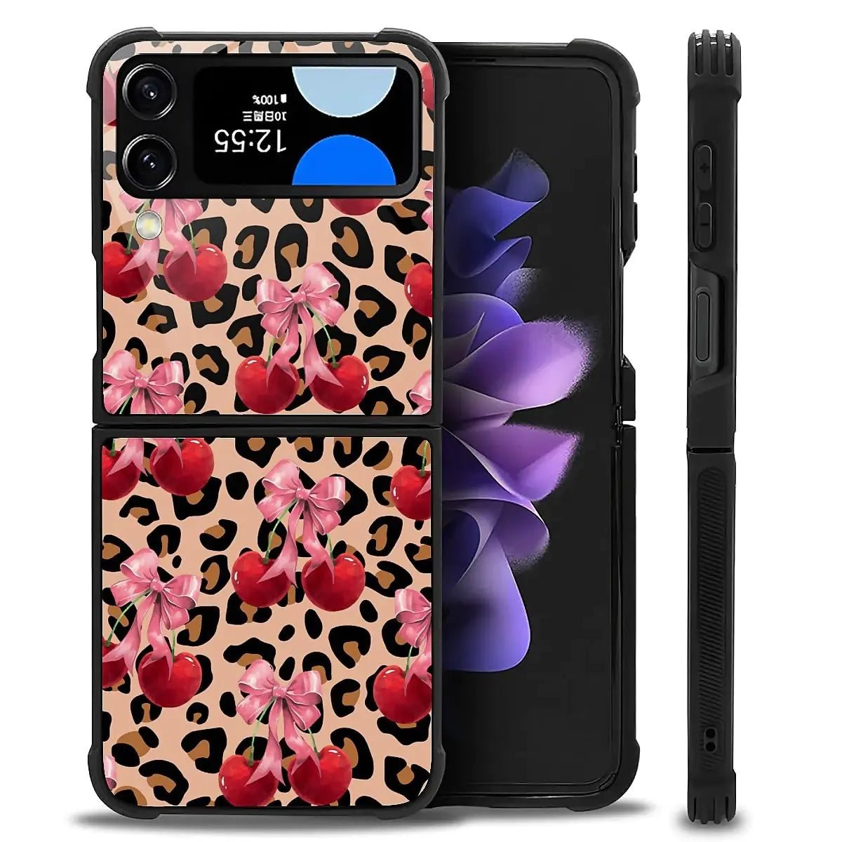 Case Compatible with Samsung Galaxy Z Fold 2 5G Case,Stained Glass Purple Flower Four Airbag Case for Galaxy Z Fold 2 5G,Christmas Drop Protection Case for Samsung Galaxy Z Fold 2 5G - Catch Cards