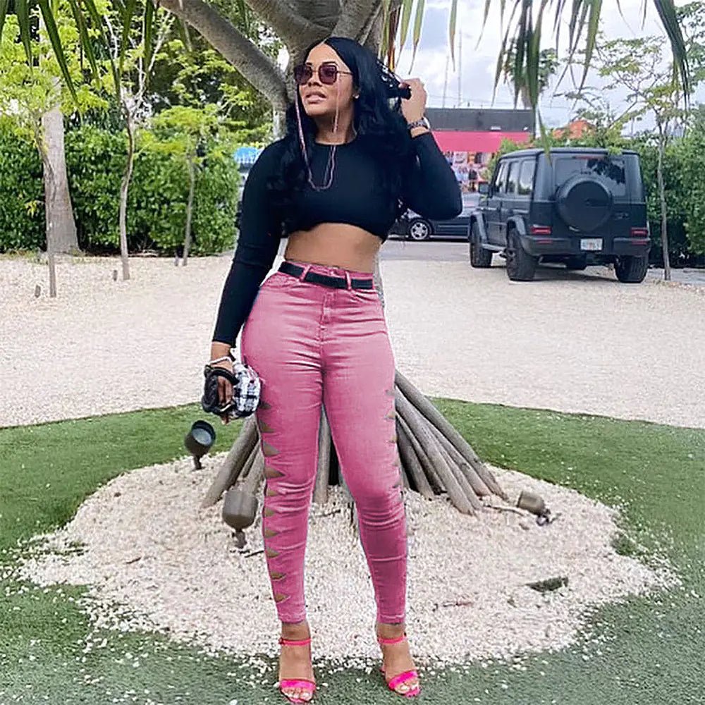 Casual Solid Color Ripped Jeans for Fashion Lovers - Catch Cards