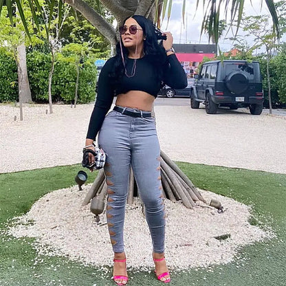 Casual Solid Color Ripped Jeans for Fashion Lovers - Catch Cards