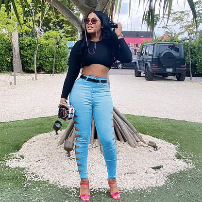 Casual Solid Color Ripped Jeans for Fashion Lovers - Catch Cards