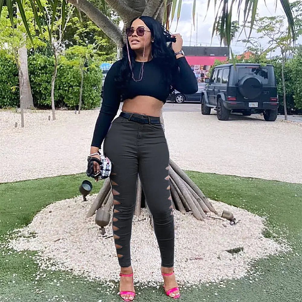 Casual Solid Color Ripped Jeans for Fashion Lovers - Catch Cards