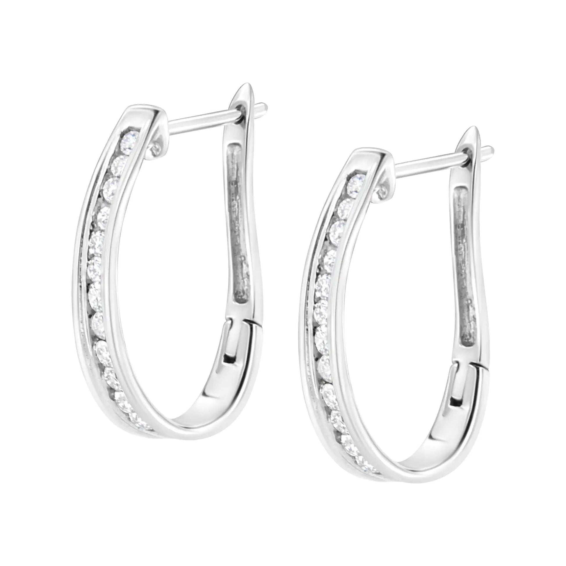 10k White Gold Plated Sterling Silver 1/2 cttw Lab Grown Diamond Hoop Earring (F-G Color, VS2-SI1 Clarity) WEM Support (www.WEM.support)