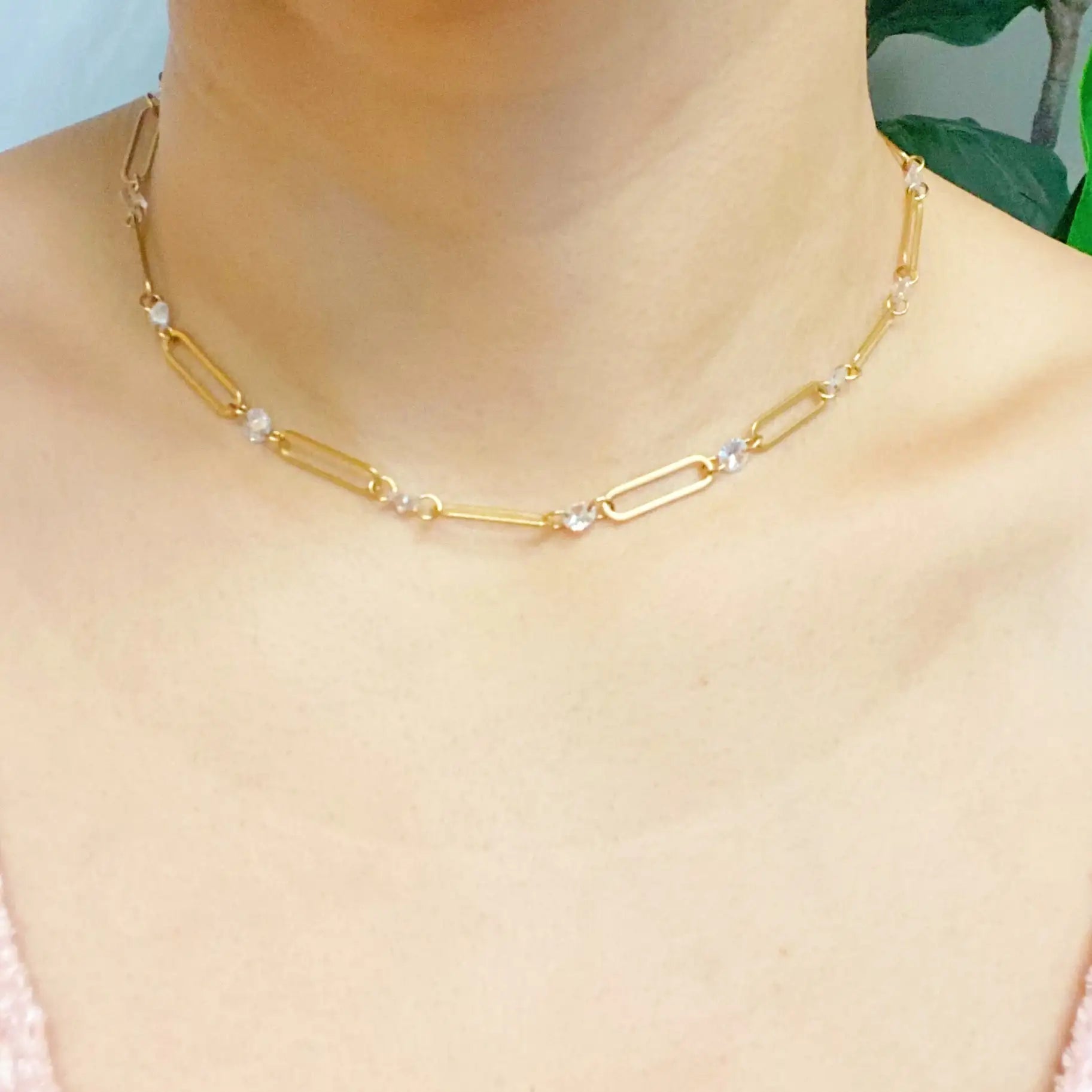 Crystal Linked Chain Necklace WEM Support (www.WEM.support)