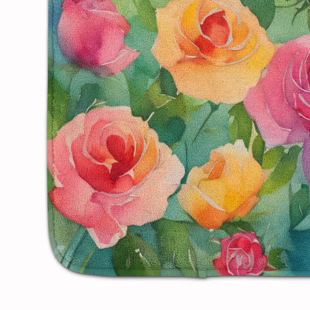 Roses in Watercolor Memory Foam Kitchen Mat WEM Support (www.WEM.support)