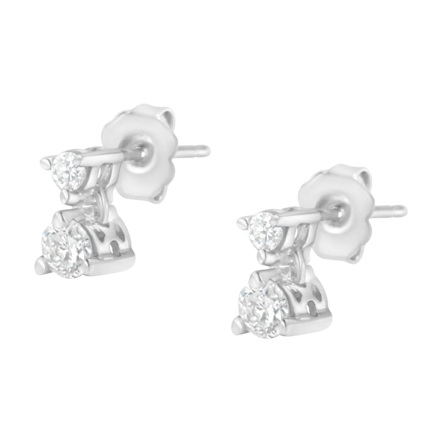 14K White Gold 1 cttw Double Diamond Stud Earrings (I-J Clarity, I2-I3 Color) WEM Support (www.WEM.support)