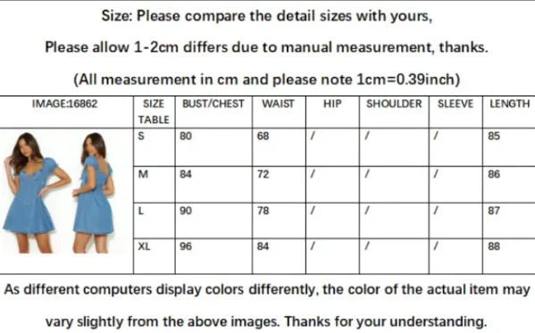 Chic Hollow Denim Puff Dress - Catch Cards