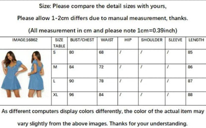 Chic Hollow Denim Puff Dress - Catch Cards