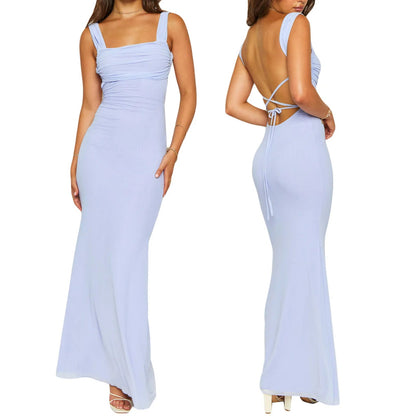 Chic Solid Sling Dress - Catch Cards