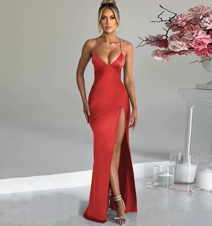 Chic Split Sling Maxi Dress - Catch Cards