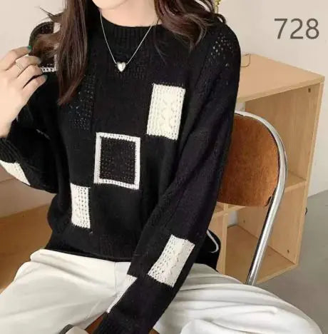 Women's Knitted Round Neck Long Sweater WEM Support (www.WEM.support)