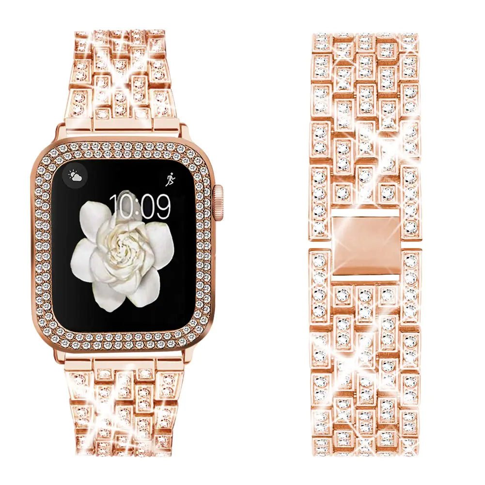 Compatible for Apple Watch Ultra Band 49mm 46mm 45mm 41mm 38mm 40mm 42mm 44mm with 2 Pack Bling Crystal Diamonds Case Cover, iwatch SE Series Ultra 2 10/9/8/7/6/5/4/3/2/1 Bands for Women - Catch Cards