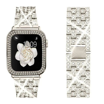 Compatible for Apple Watch Ultra Band 49mm 46mm 45mm 41mm 38mm 40mm 42mm 44mm with 2 Pack Bling Crystal Diamonds Case Cover, iwatch SE Series Ultra 2 10/9/8/7/6/5/4/3/2/1 Bands for Women - Catch Cards