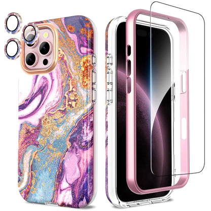 Compatible with iPhone 16 Pro Max Case with Glitter Camera Lens Protector+Screen Protector 360 Full Body Protective Case Stylish Shockproof Anti - Scratch Phone Cover for iPhone 16 Pro Max 6.9'',Purple - Catch Cards