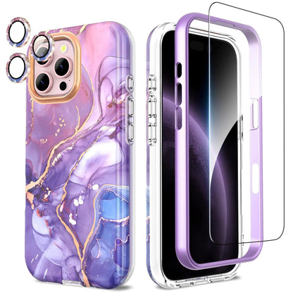 Compatible with iPhone 16 Pro Max Case with Glitter Camera Lens Protector+Screen Protector 360 Full Body Protective Case Stylish Shockproof Anti - Scratch Phone Cover for iPhone 16 Pro Max 6.9'',Purple - Catch Cards