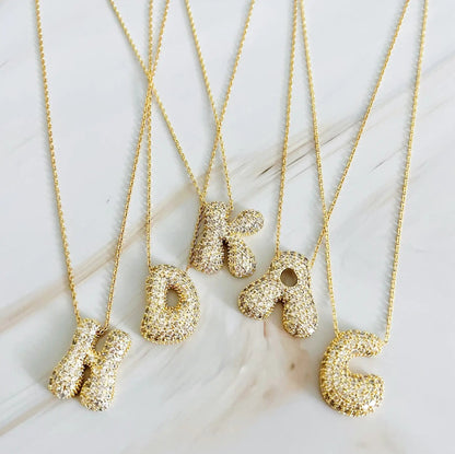 Crystal Bubble Initial Necklace - Catch Cards