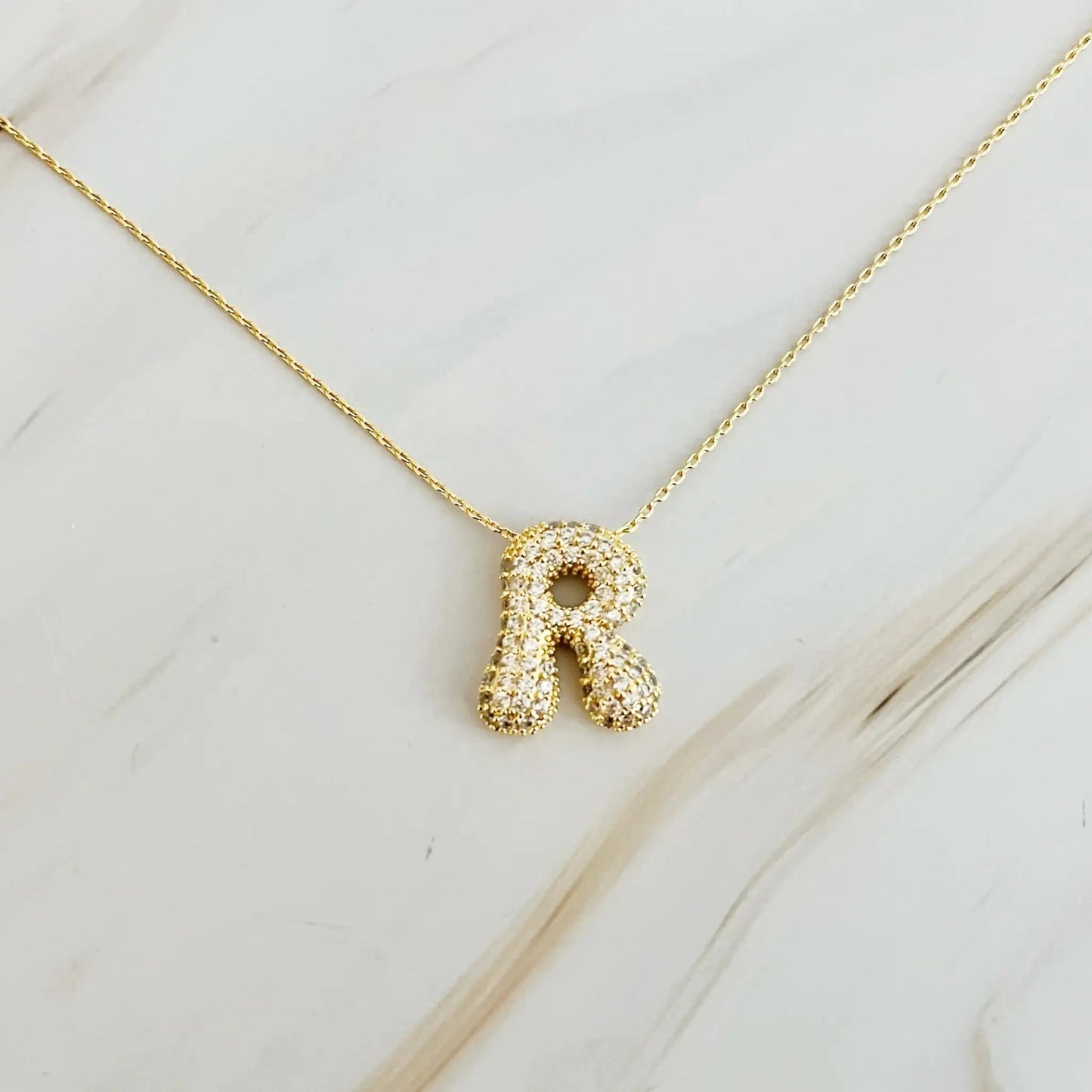 Crystal Bubble Initial Necklace - Catch Cards