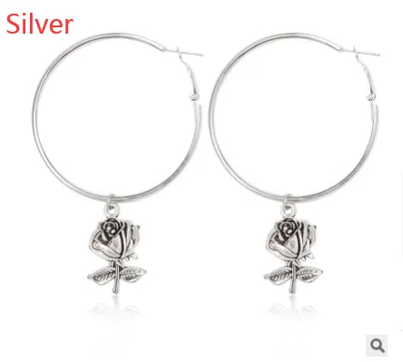 Dainty Rose Hoop Earings WEM Support (www.WEM.support)