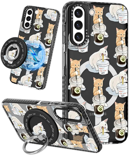 Cute Case for Samsung Galaxy S21 for Women Girls - Funny Design Compatible with Magsafe Magnetic Ring Holder Kickstand Art Constellation Fashion Pattern TPU Phone Covers - Catch Cards