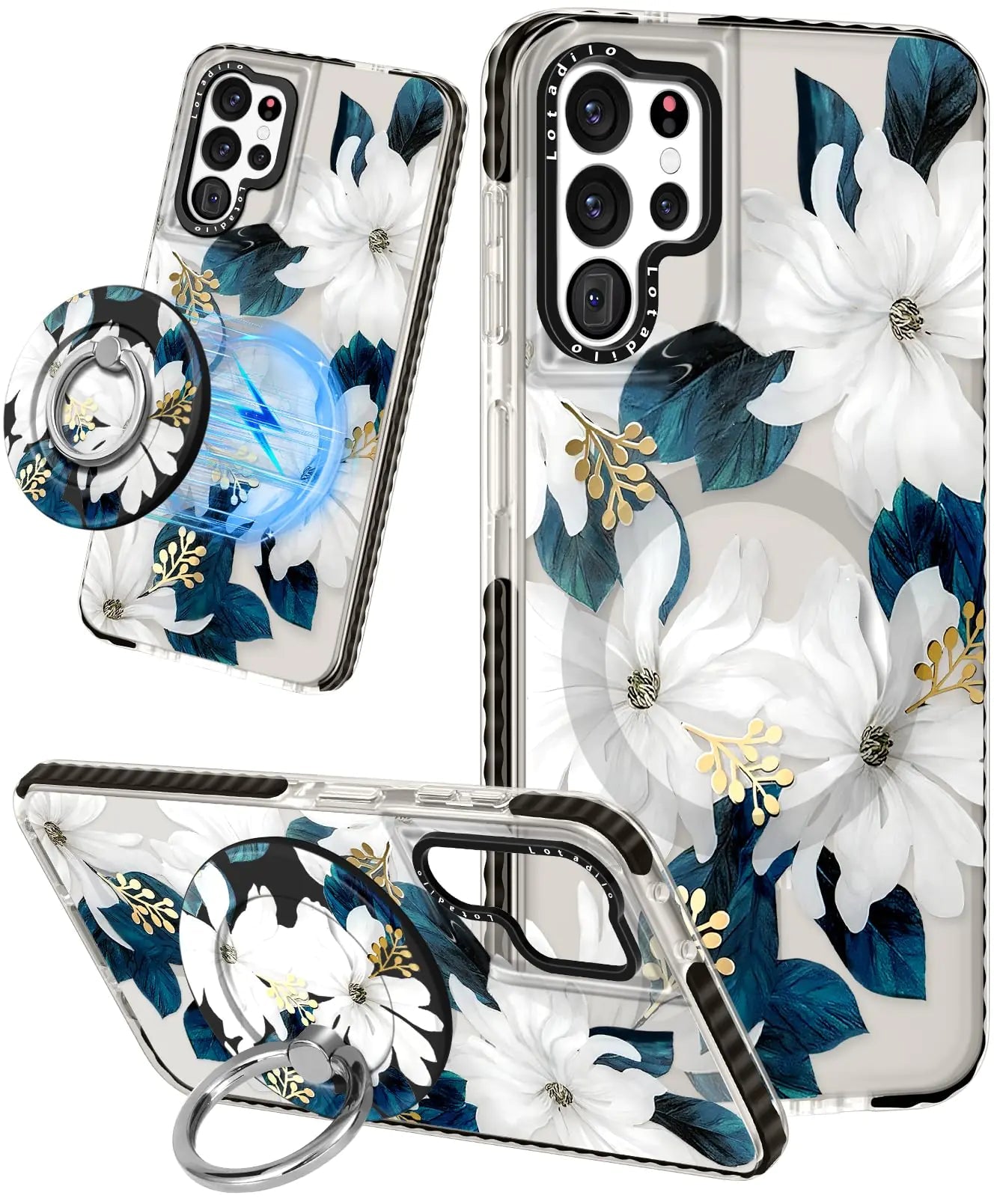 Cute Case for Samsung Galaxy S21 for Women Girls - Funny Design Compatible with Magsafe Magnetic Ring Holder Kickstand Art Constellation Fashion Pattern TPU Phone Covers - Catch Cards