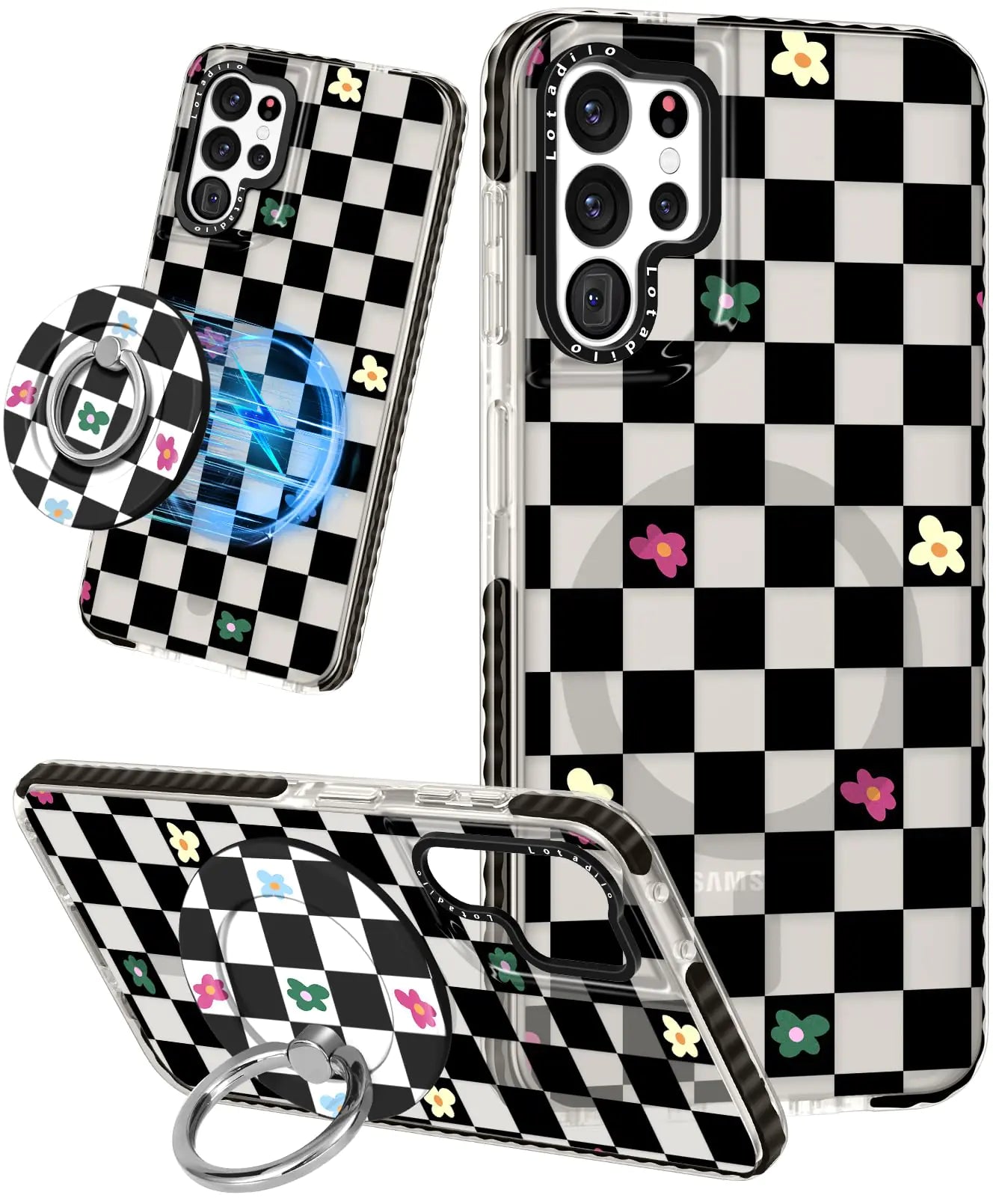 Cute Case for Samsung Galaxy S21 for Women Girls - Funny Design Compatible with Magsafe Magnetic Ring Holder Kickstand Art Constellation Fashion Pattern TPU Phone Covers - Catch Cards