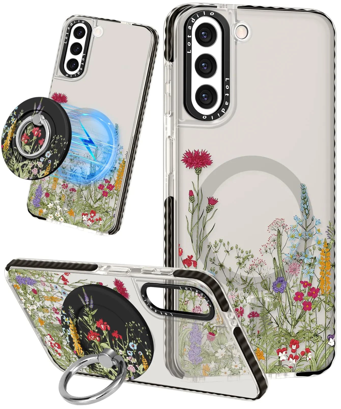 Cute Case for Samsung Galaxy S21 for Women Girls - Funny Design Compatible with Magsafe Magnetic Ring Holder Kickstand Art Constellation Fashion Pattern TPU Phone Covers - Catch Cards