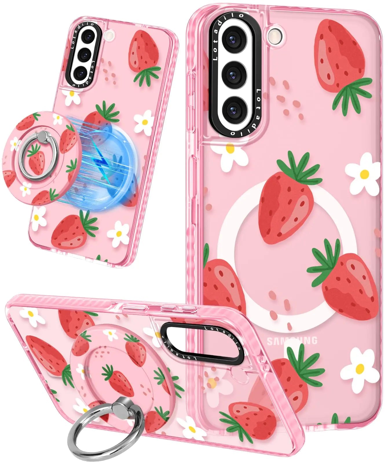 Cute Case for Samsung Galaxy S21 for Women Girls - Funny Design Compatible with Magsafe Magnetic Ring Holder Kickstand Art Constellation Fashion Pattern TPU Phone Covers - Catch Cards