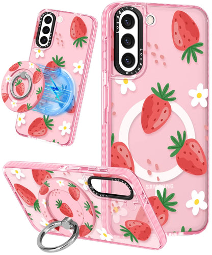 Cute Case for Samsung Galaxy S21 for Women Girls - Funny Design Compatible with Magsafe Magnetic Ring Holder Kickstand Art Constellation Fashion Pattern TPU Phone Covers - Catch Cards