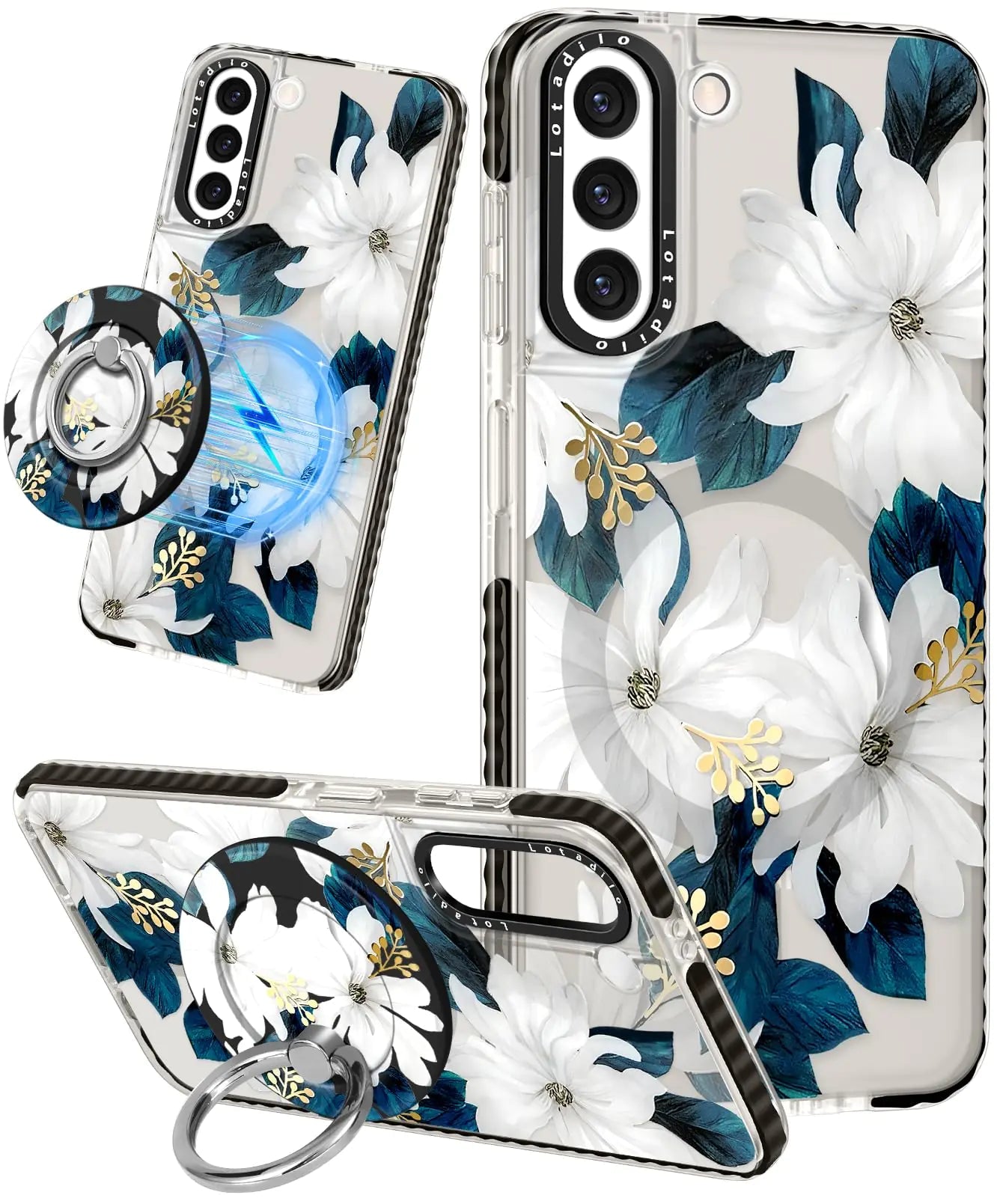 Cute Case for Samsung Galaxy S21 for Women Girls - Funny Design Compatible with Magsafe Magnetic Ring Holder Kickstand Art Constellation Fashion Pattern TPU Phone Covers - Catch Cards