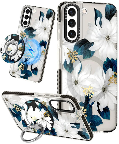 Cute Case for Samsung Galaxy S21 for Women Girls - Funny Design Compatible with Magsafe Magnetic Ring Holder Kickstand Art Constellation Fashion Pattern TPU Phone Covers - Catch Cards