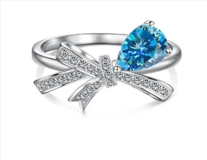 Sterling Silver Bow Ring with Teardrop Zircon WEM Support (www.WEM.support)
