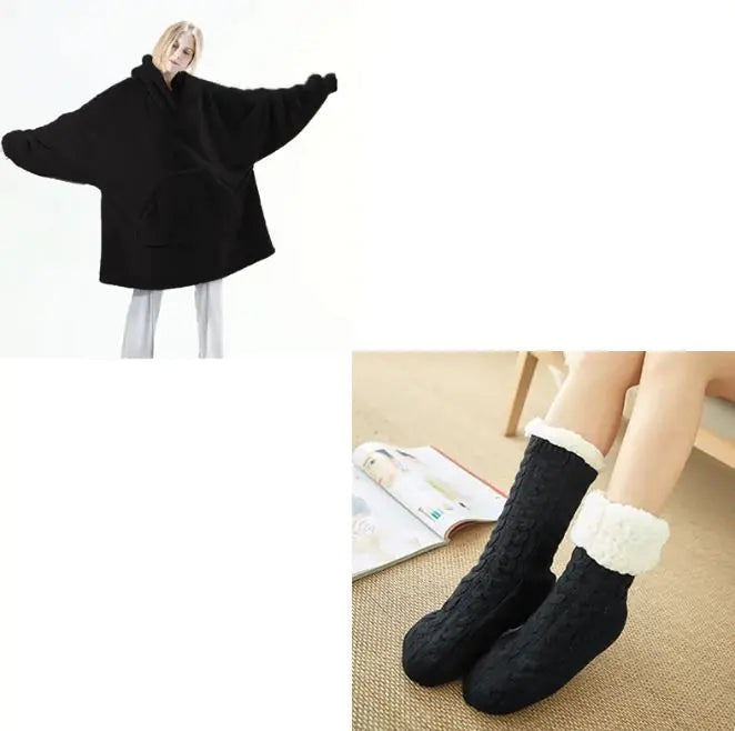 Comfortable Loose Double-Sided Fleece Thicker Wearable Blanket WEM Support (www.WEM.support)