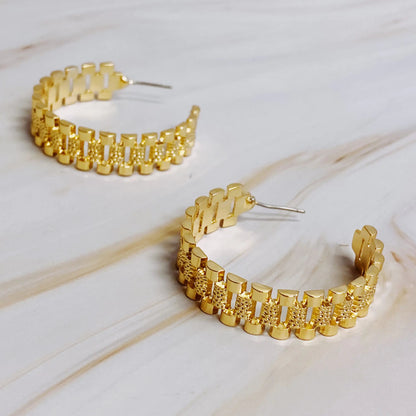 Golden Watch Band Hoop Earrings WEM Support (www.WEM.support)