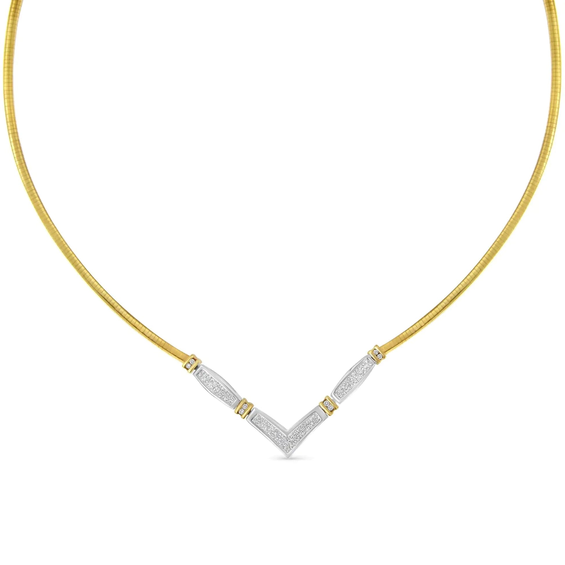 14K Two-Toned Gold 1 cttw Diamond Chevron "V" Necklace (H-I, SI1-SI2) WEM Support (www.WEM.support)