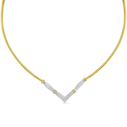 14K Two-Toned Gold 1 cttw Diamond Chevron "V" Necklace (H-I, SI1-SI2) WEM Support (www.WEM.support)