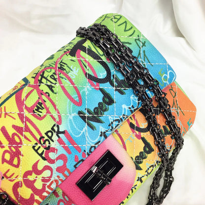 New Color Graffiti Printing Shoulder Bag Fashion Travel Bag WEM Support (www.WEM.support)