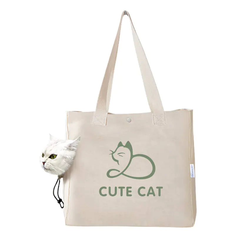 Portable Canvas Print Handbag for Outings with Pets