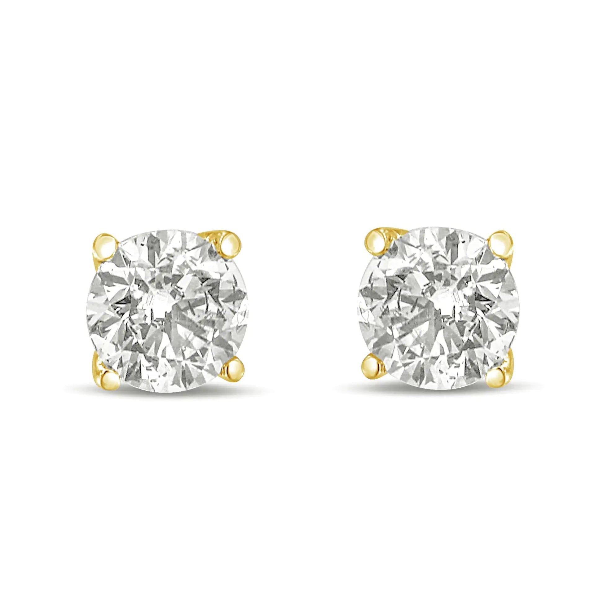 14K Gold 1.0 Carat Round Brilliant Cut Lab Grown White Diamond 4-Prong Classic Solitaire Stud Earrings WEM Support (www.WEM.support)
