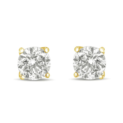14K Gold 1.0 Carat Round Brilliant Cut Lab Grown White Diamond 4-Prong Classic Solitaire Stud Earrings WEM Support (www.WEM.support)