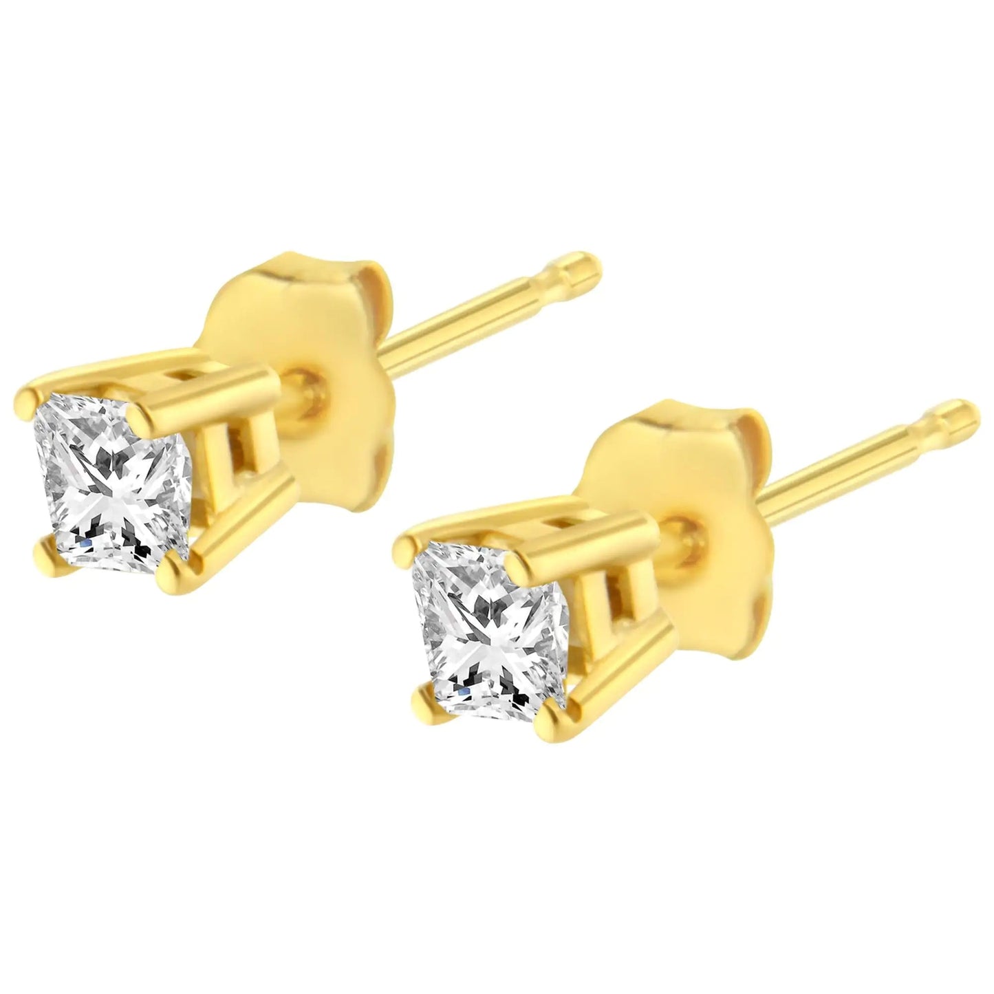 14K Yellow Gold Clarity Enhanced Princess Cut Diamond Certified Stud Earrings (0.50 cttw, H-I Color, I1-I2 Clarity) WEM Support (www.WEM.support)
