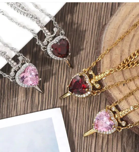 Heart-piercing Couple Necklace WEM Support (www.WEM.support)