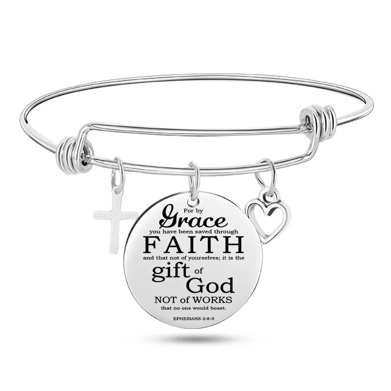 Stainless Steel Christian Charm Bracelet WEM Support (www.WEM.support)