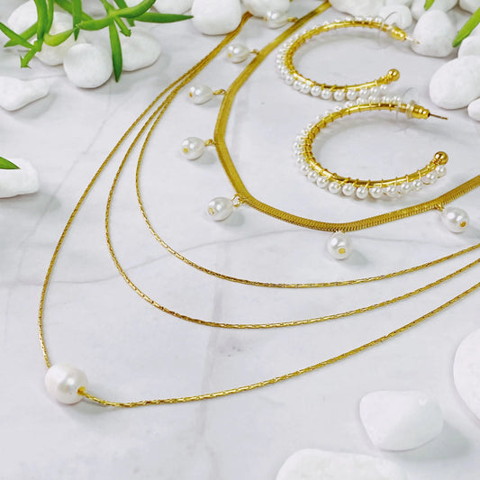 Layered Freshwater Pearl Pendant Necklace WEM Support (www.WEM.support)