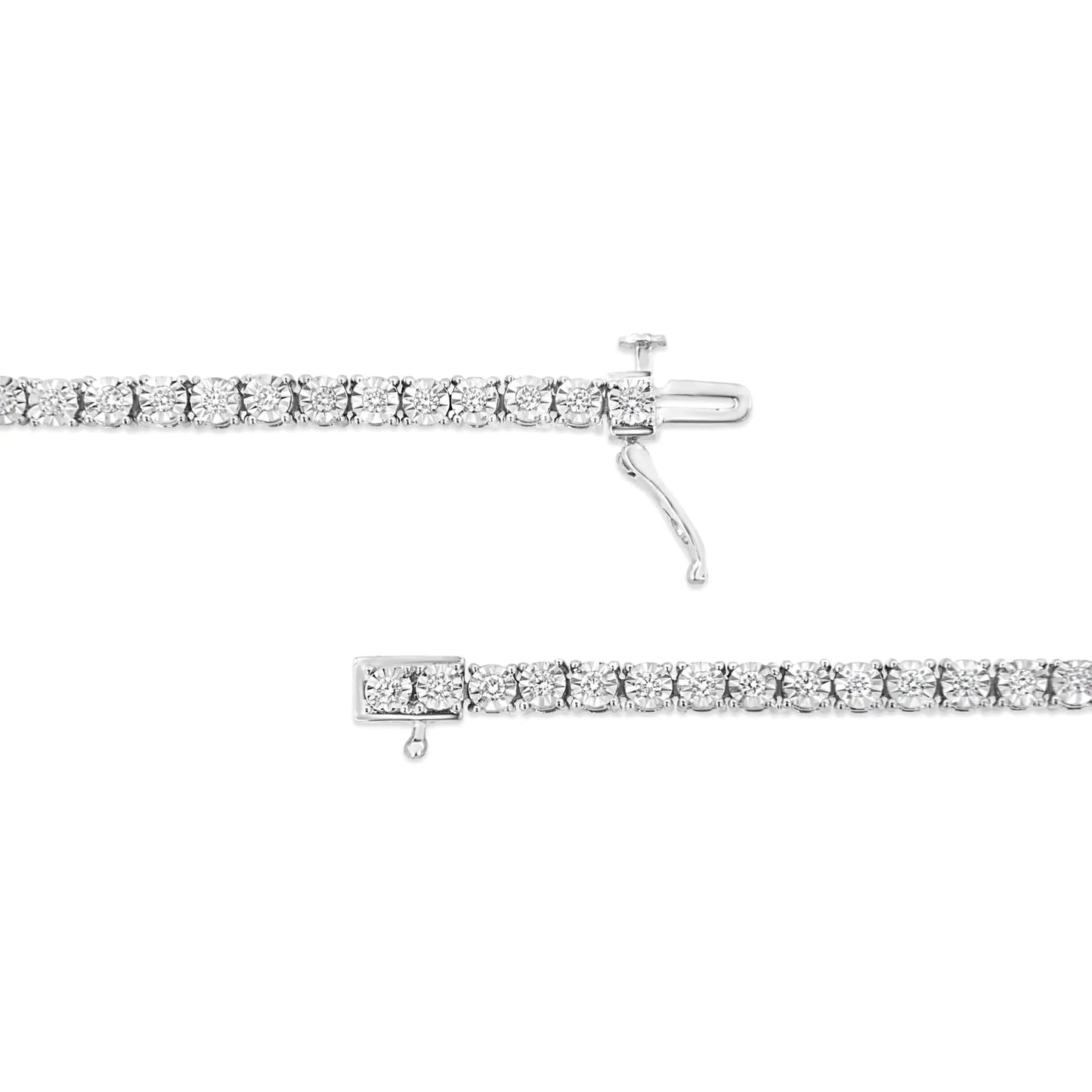 .925 Sterling Silver Lab Grown Diamond Illusion-Set Miracle Plate Tennis Bracelet - 7.25" Inches WEM Support (www.WEM.support)