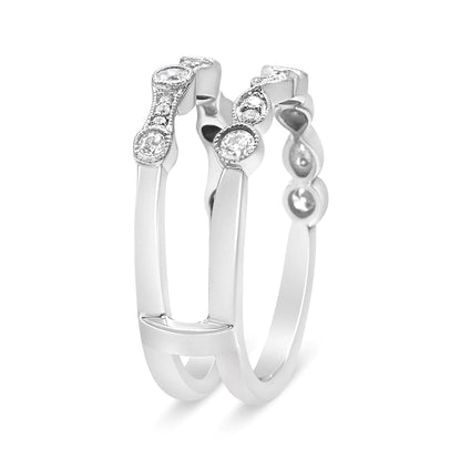 14K White Gold 1/3 Cttw Diamond Parallel Split Shank Wrap Ring Guard Enhancer (I-J Color, I2-I3 Clarity) WEM Support (www.WEM.support)