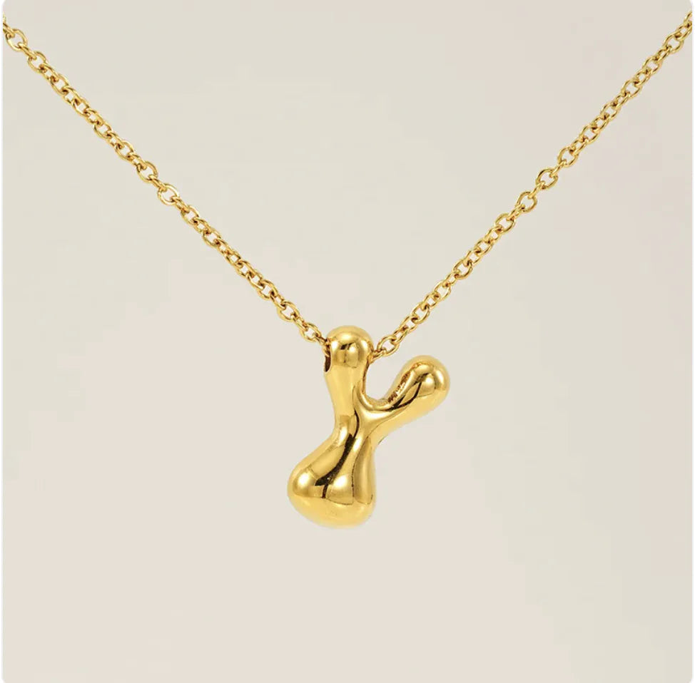 Women's Glossy Bubble Letter Pendant Necklace WEM Support (www.WEM.support)
